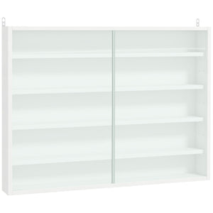 5-tier display cabinet with 2 glass doors and 4 adjustable shelves, white