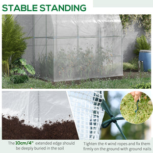 7' x 4' x 7' Garden Greenhouse with Roll-Up Door, Ideal for Plants, Herbs, Vegetables, White