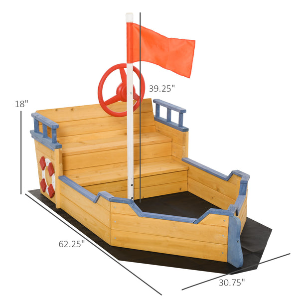 Bac à sable en bois en forme de bateau pirate