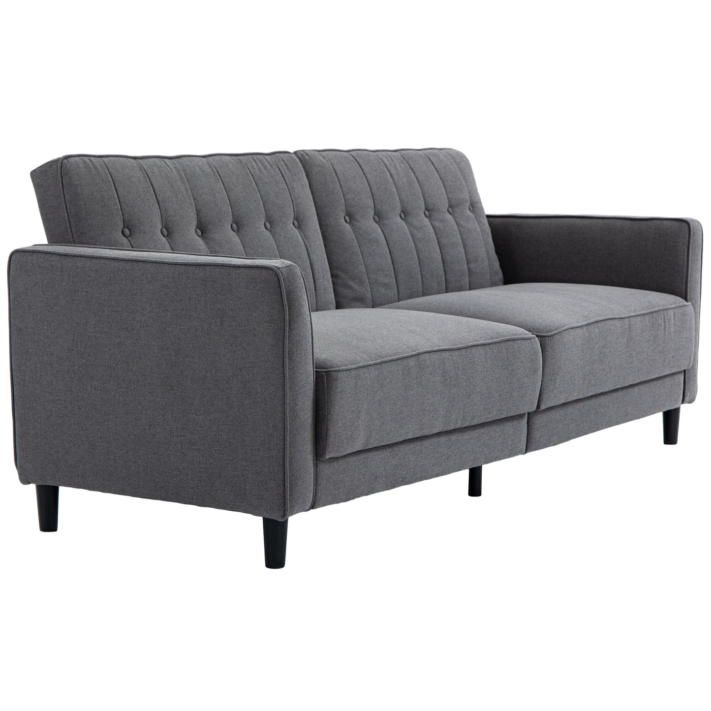 Canapé-lit convertible en tissu capitonné avec dossier réglable pour salon, gris anthracite