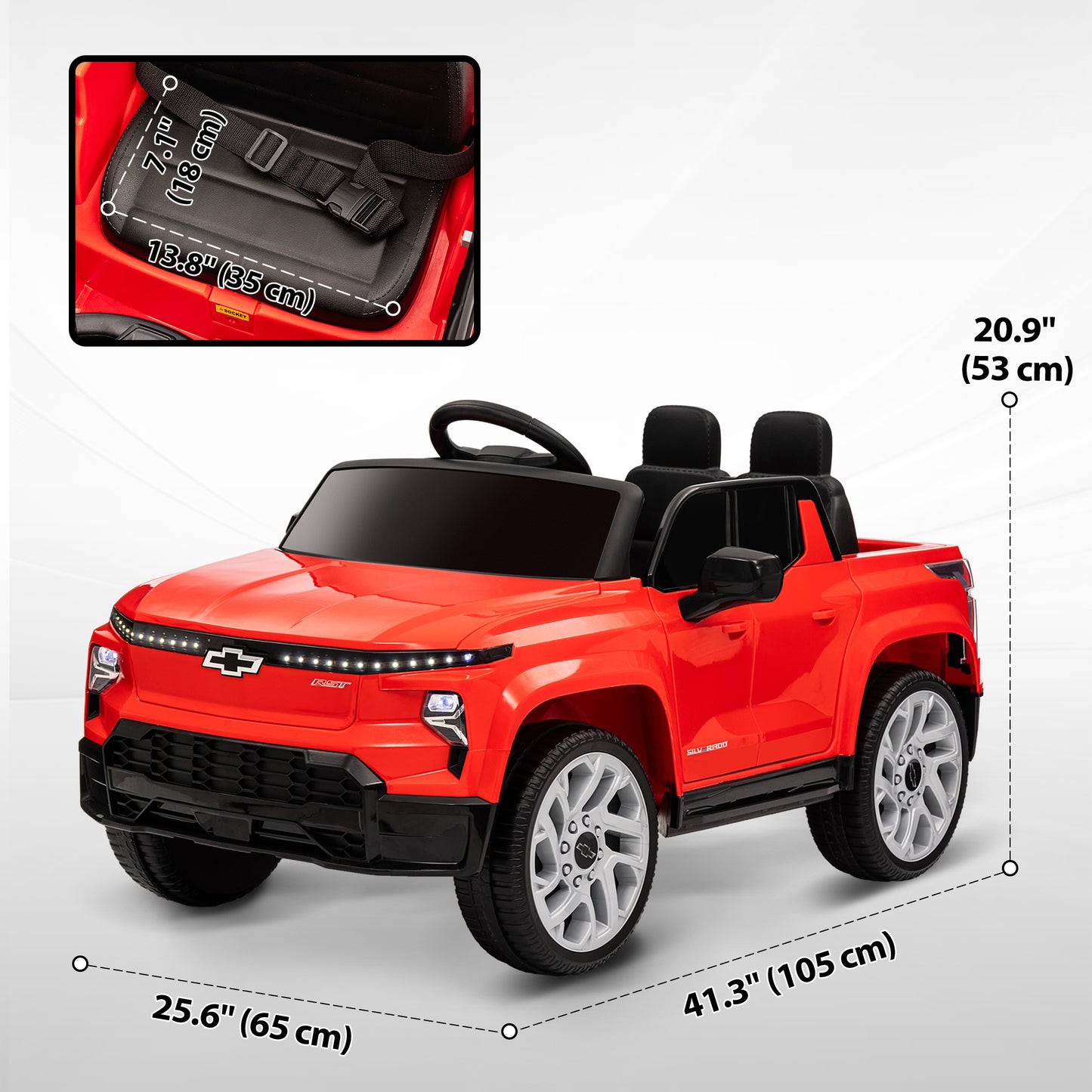 Licensed 12V Chevrolet Silverado Electric RST Ride-On Car with Remote Control, Red