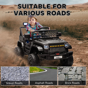 12V electric car with remote control and music, black