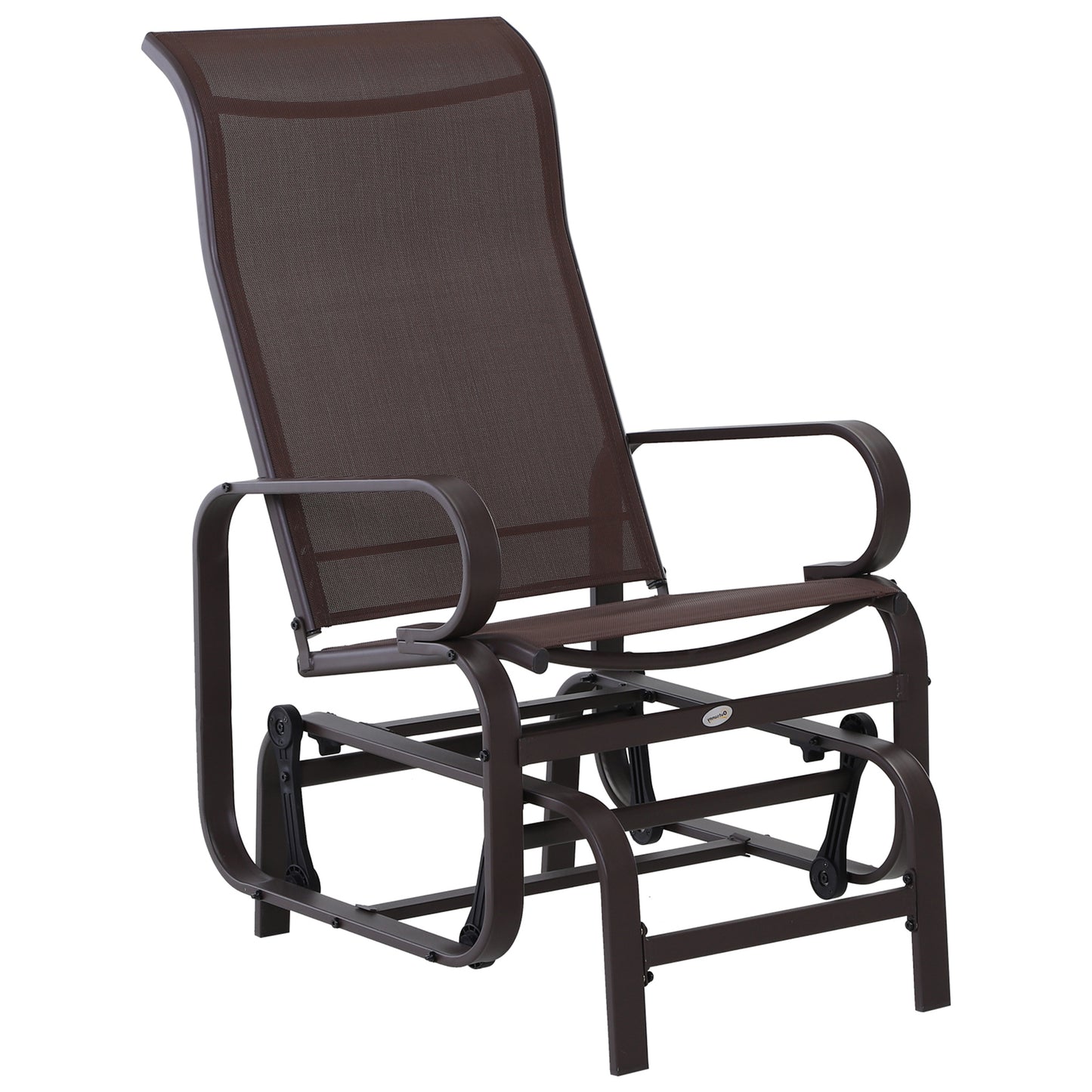Fauteuil de jardin en tissu maille respirant, siège à bascule pour patio, cour, porche, marron