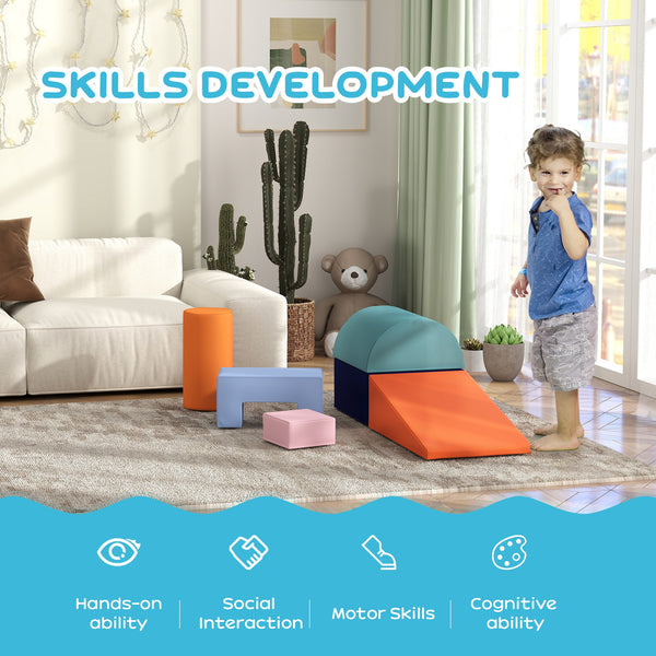 Aire de jeux souple 6 pièces pour enfants, orange et bleu