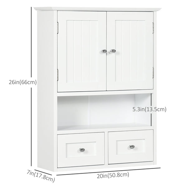 Armoire murale de salle de bain avec étagère, blanc