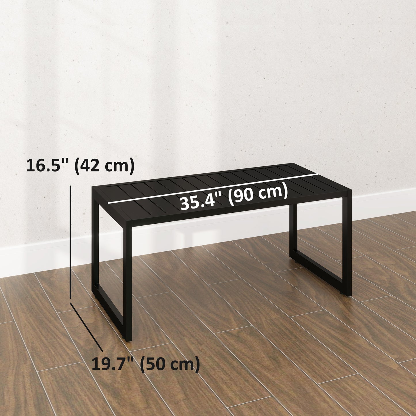 Outsunny Outdoor Coffee Table, Patio Coffee Table with Slatted Top and Adjustable Legs for Garden, Patio and Lawn, Black