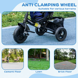 Tricycle 6 en 1 pour tout-petits de 1 à 5 ans avec poignée parentale, bleu foncé