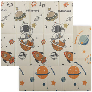 Tapis de jeu réversible et imperméable, pliable, motif astronaute et planète
