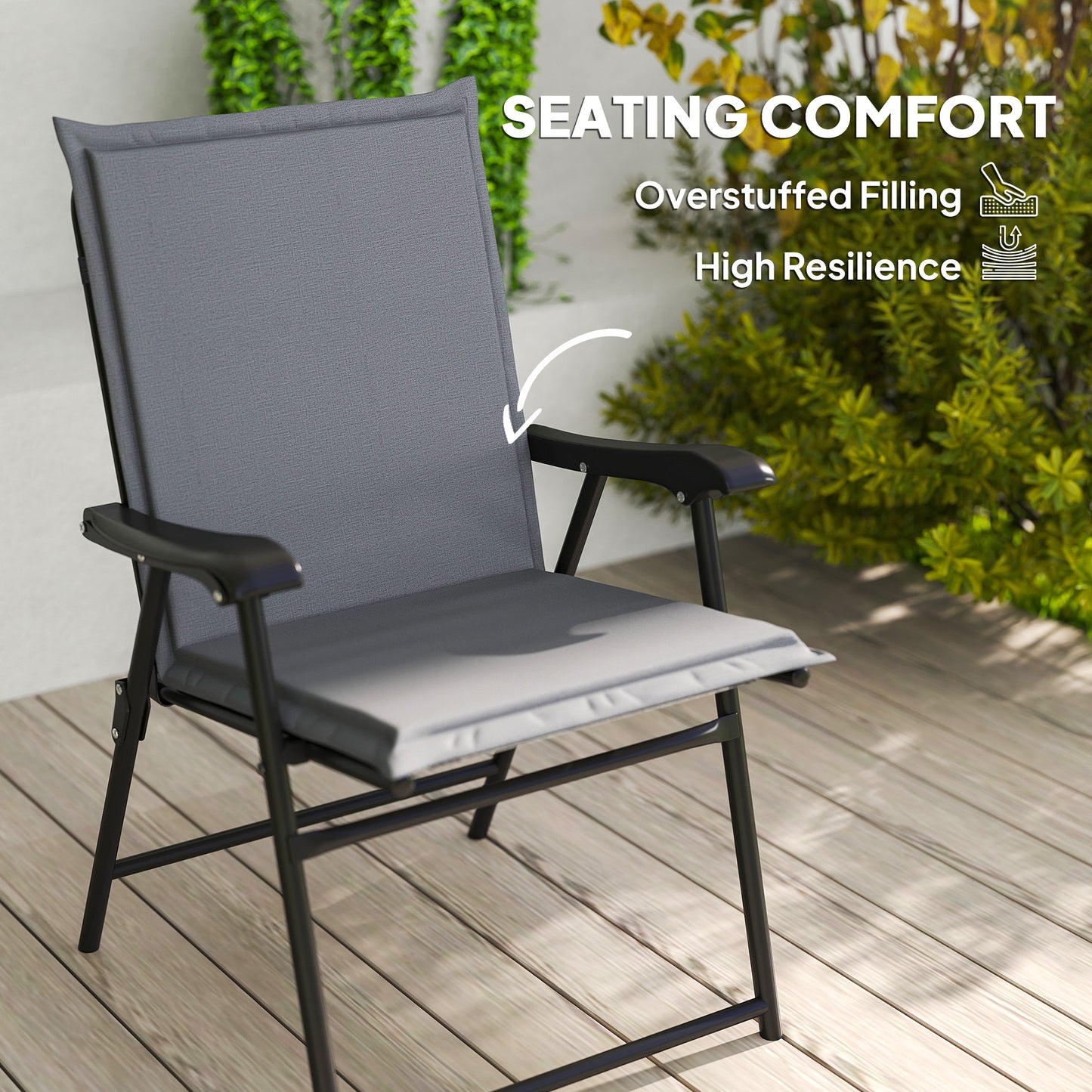 Coussins de chaise de jardin, lot de 2, avec attaches, protection UPF 50+, gris clair