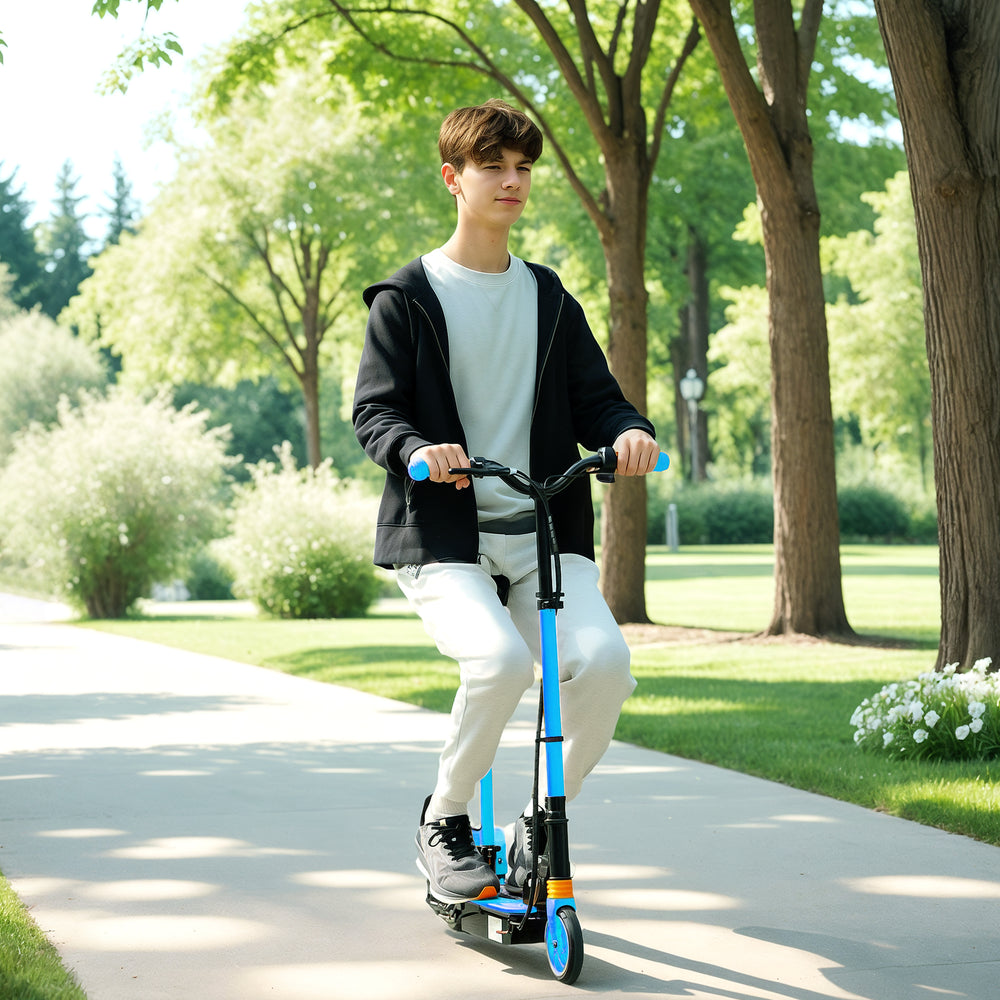 Trottinette électrique pliable avec siège et 2 hauteurs réglables, bleu