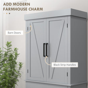 Garde-manger de style campagnard avec 4 portes de grange, gris