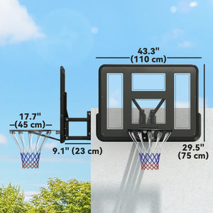 Panier de basket mural renforcé et résistant aux chocs de 43 pouces et filet