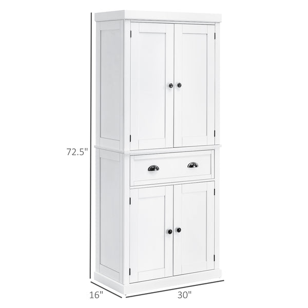 Armoire de cuisine haute avec tiroir, blanche