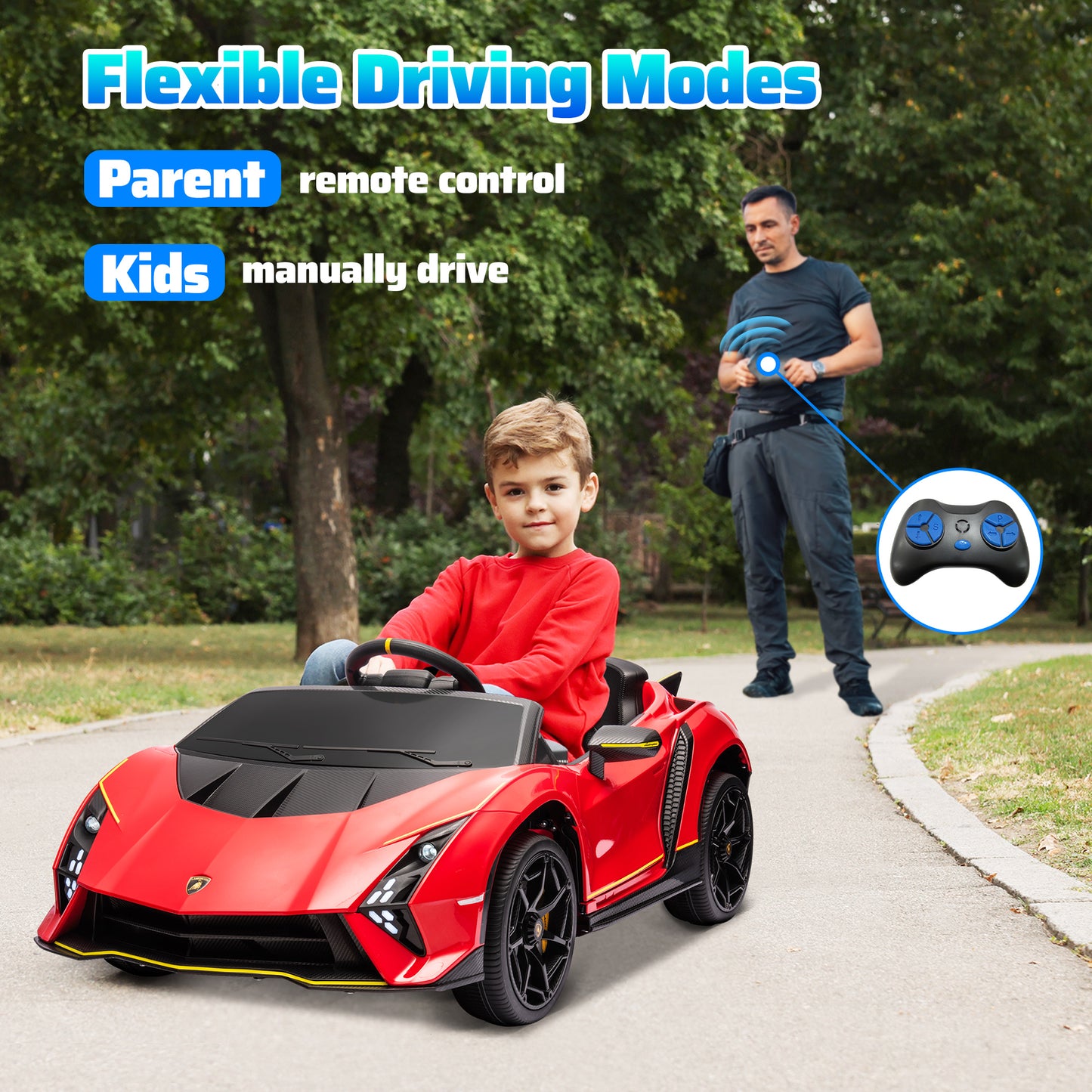 Licensed Lamborghini Autentica 12V Remote Control Car, Red
