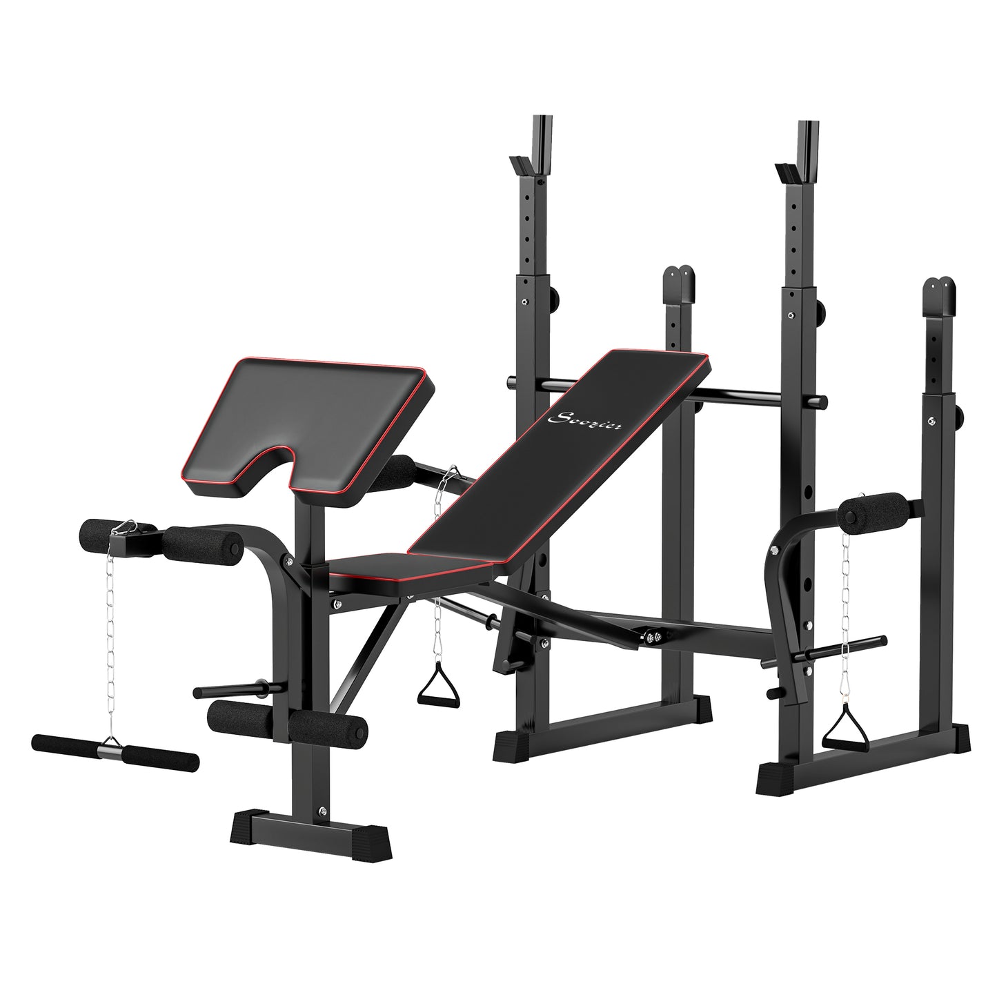 Weight bench with rack for home training