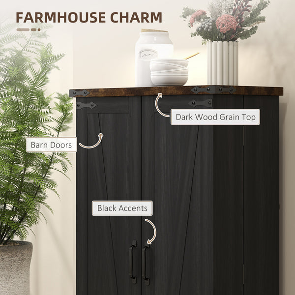 Garde-manger de style campagnard avec portes et étagères réglables, noir
