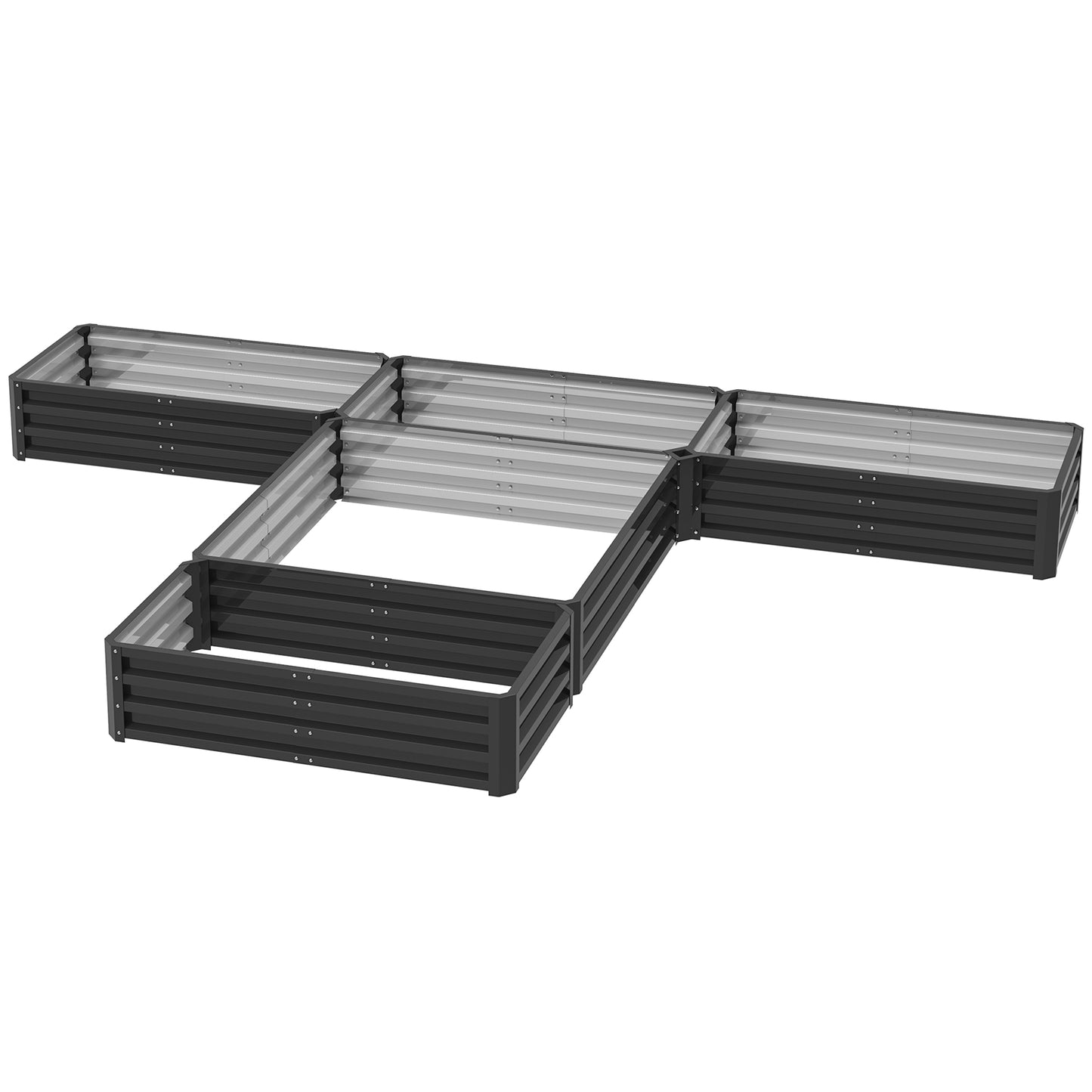 Outsunny Steel Raised Garden Bed, Set of 5 Large Box Planters for Outdoor Plants Vegetables Flowers Herbs, 8x8x1ft, Dark Gray |