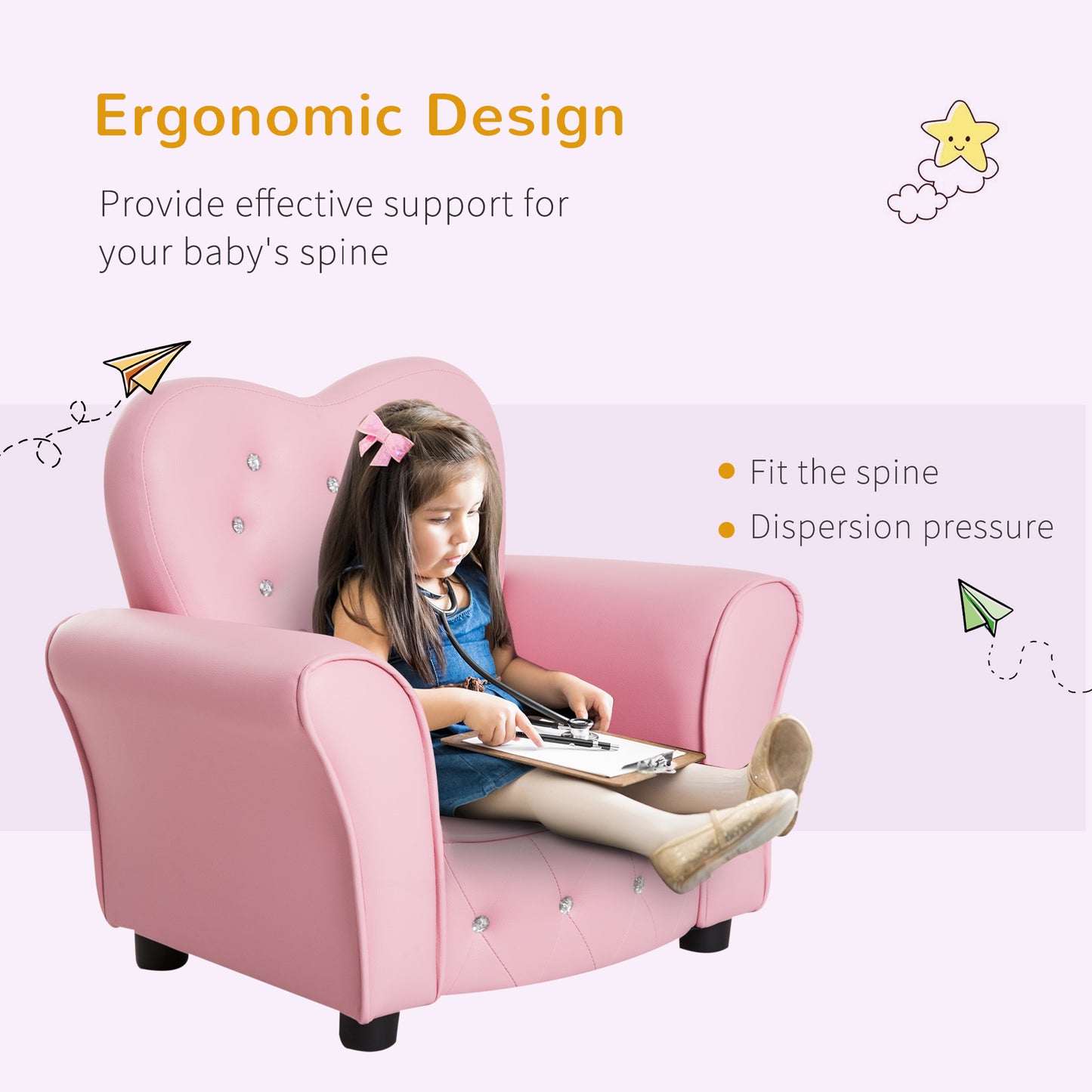 Fauteuil rembourré capitonné inclinable, Rose