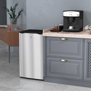 Réfrigérateur compact avec congélateur, étagère réglable, thermostat mécanique et porte réversible, argent