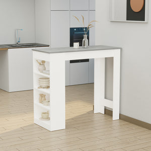 Bar Table with 4 Storage Shelves, Modern Bar Table for Home, Kitchen, Gray