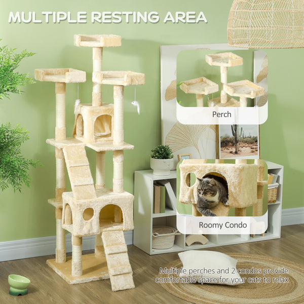 173cm Multi-Level Cat Tree, Beige