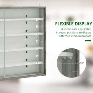 5-Tier Glass Display Cabinet with 2 Glass Doors and 4 Adjustable Shelves, White