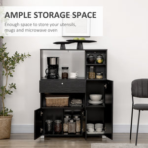 Armoire de cuisine avec support pour four à micro-onde, noir
