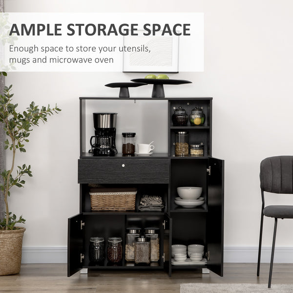 Armoire de cuisine avec support pour four à micro-onde, noir