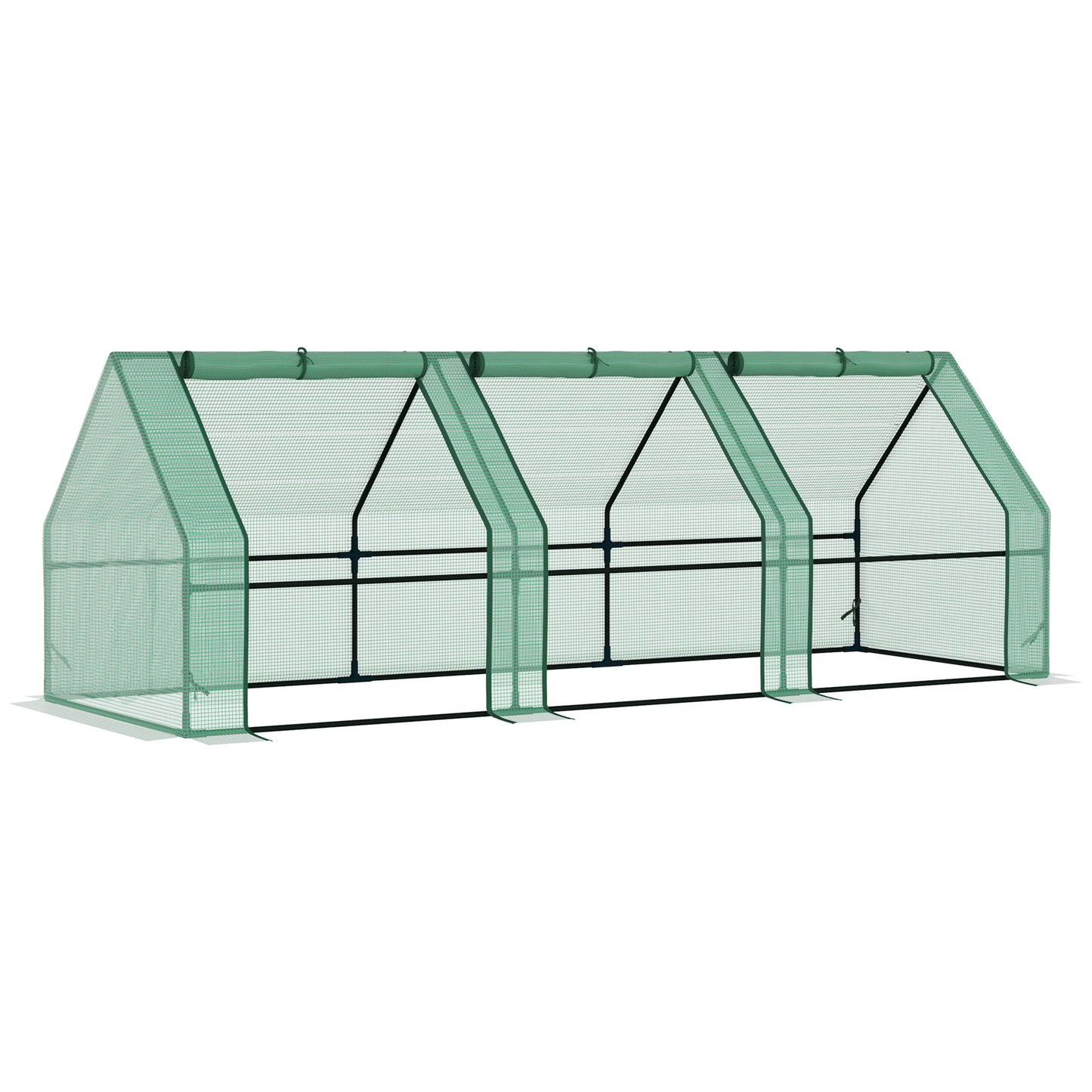 Outsunny 9' x 3' x 3' Portable Mini Tunnel Greenhouse for Growing Plants and Flowers, with Zippered Roll-Up Doors and Polyethylene Cover, Green