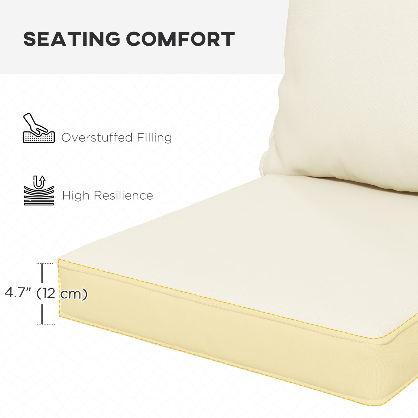 Lot de 4 Coussins pour chaise de patio, intérieur et extérieur, blanc crème