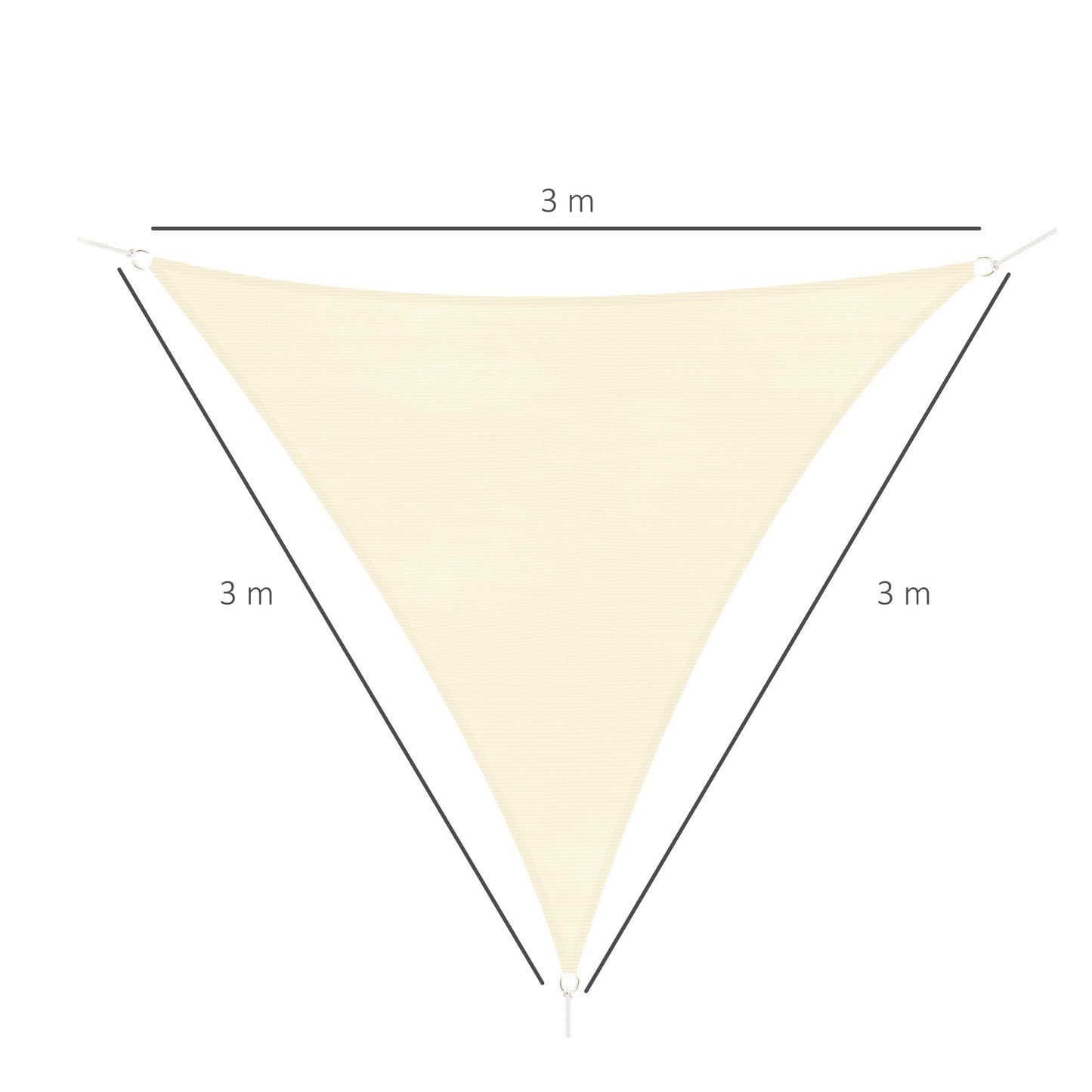 Parasol triangulaire d’extérieur en toile respirante, couleur crème