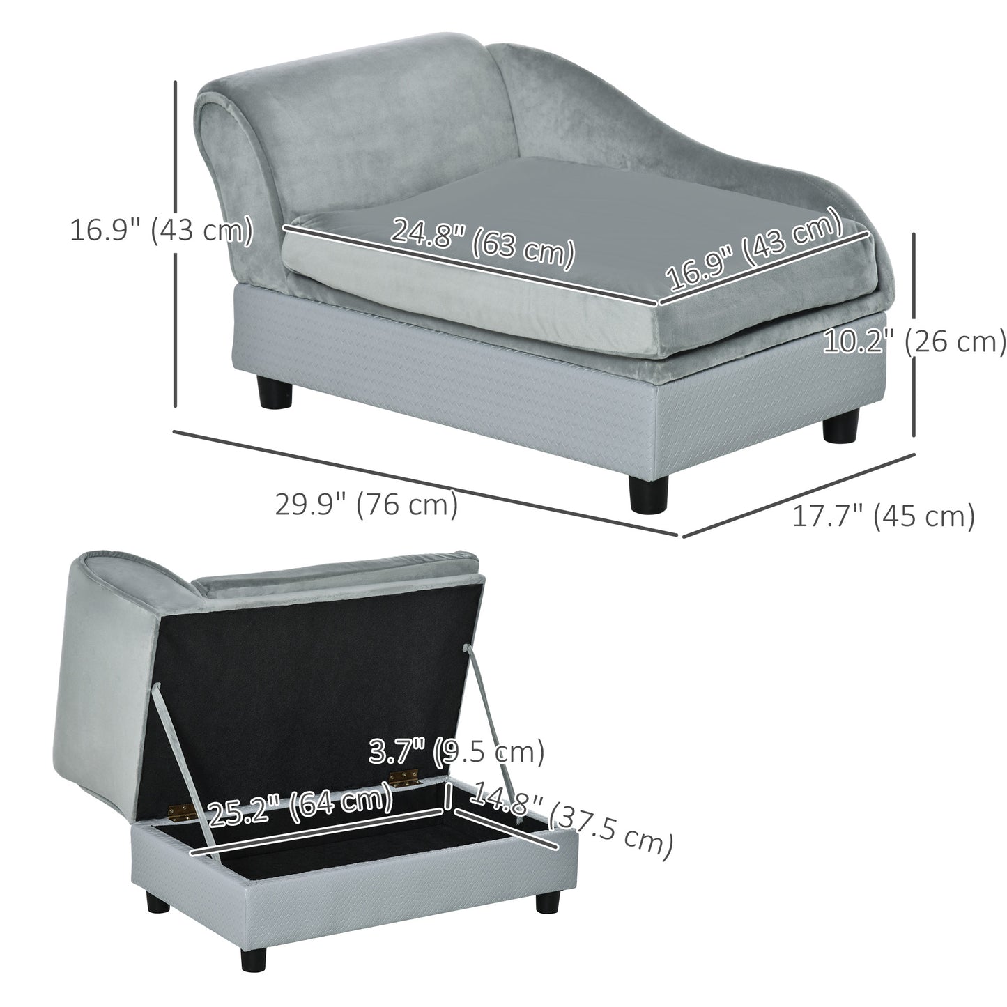 Canapé pour animaux de compagnie, pour petits chiens et chats, coussin en éponge, gris clair