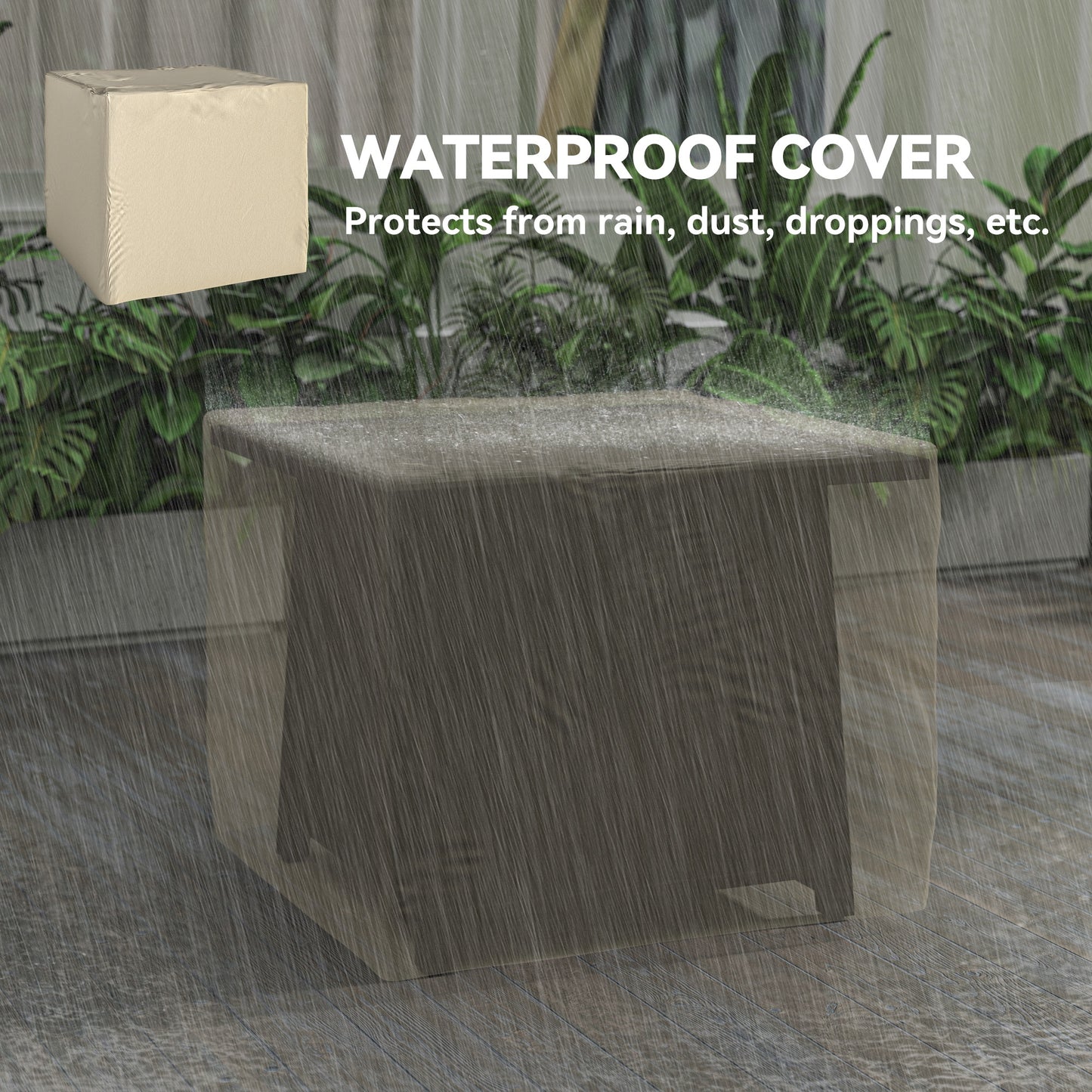 Outsunny 28" Square 40,000 BTU Propane Fire Pit Table with Waterproof Cover and Adjustable Footrests
