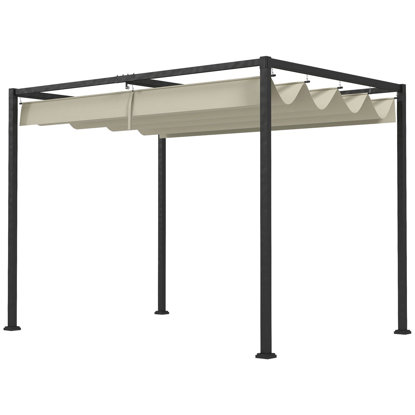Pergola 10' x 7' avec auvent rétractable, blanc crème