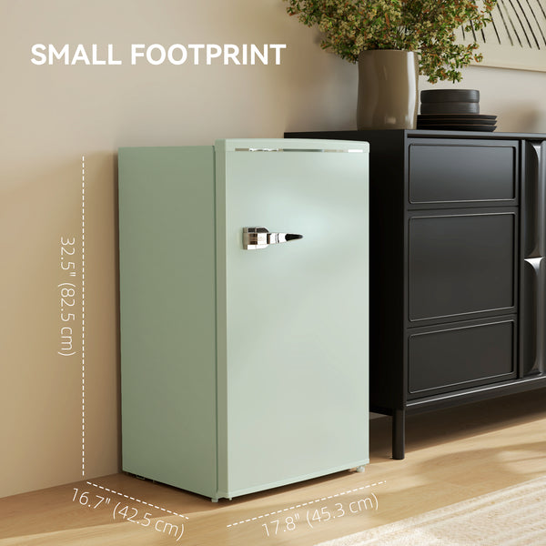Mini-réfrigérateur rétro 3,1 pi³, réfrigérateur compact à une porte avec thermostat réglable, 2 clayettes en verre, vert