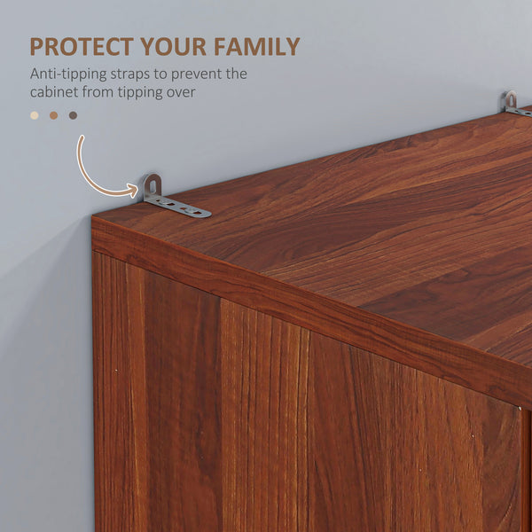 5-Tier Pantry with Doors and Adjustable Shelves, Brown