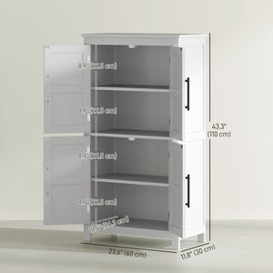 Meuble de rangement de salle de bain style ferme avec portes de grange et étagère réglable, blanc