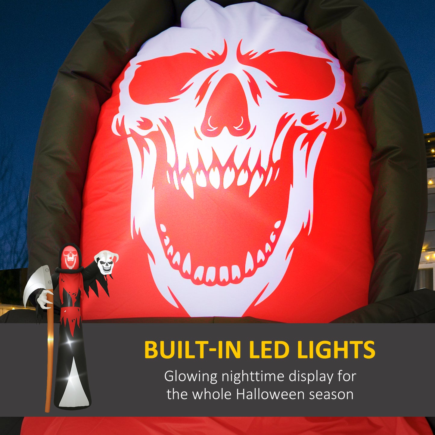 Faucheuse gonflable d'Halloween de 3,6 m gonflable avec lumières intégrées pour fête d'Halloween