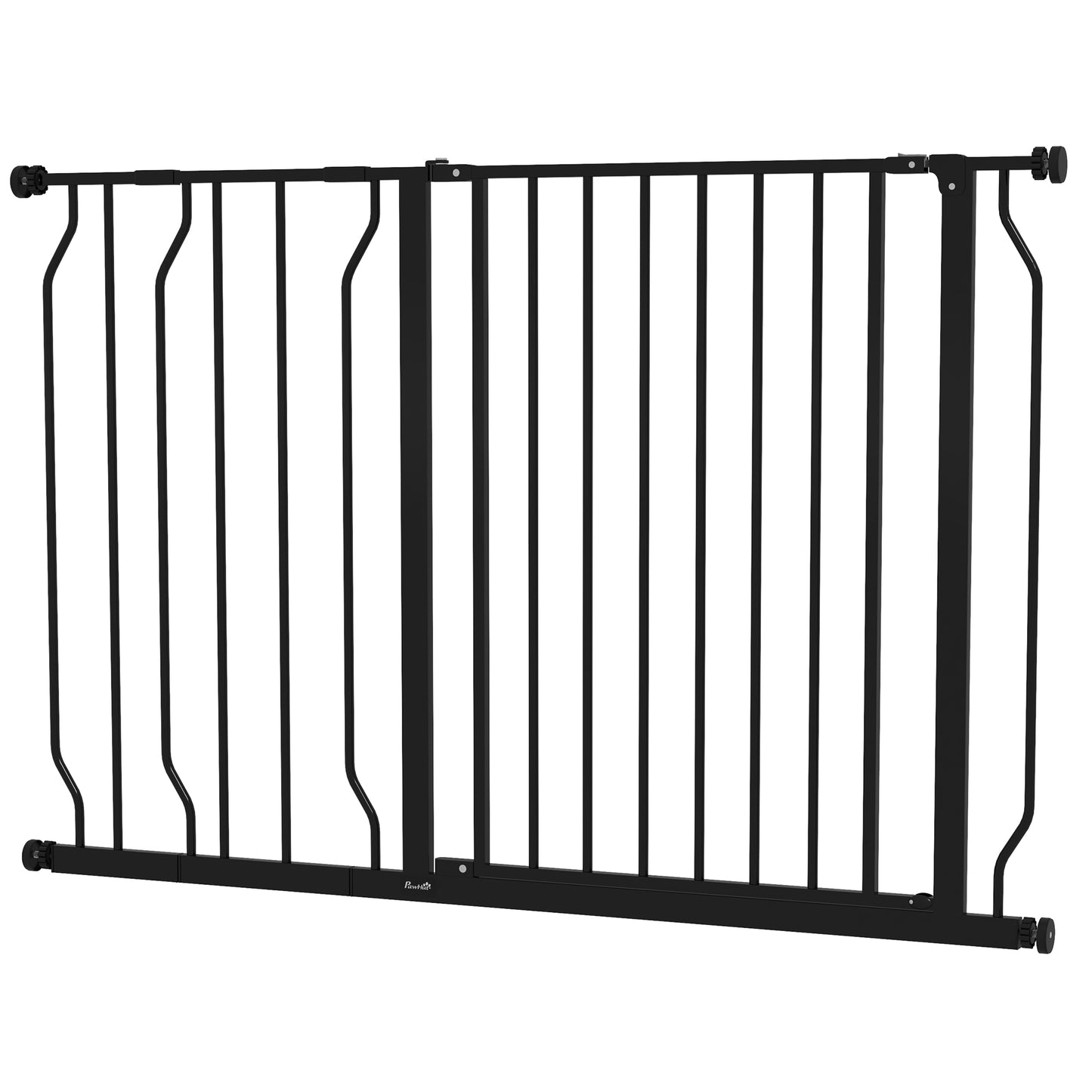 Barrière pour animaux PawHut 76 à 114 cm, installation facile, avec porte et système de double verrouillage, barrière extra large pour escaliers et couloirs, noire