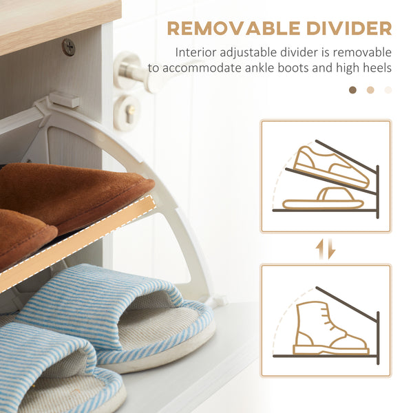 Meuble à chaussures moderne avec 3 tiroirs rabattables et étagère réglable, blanc