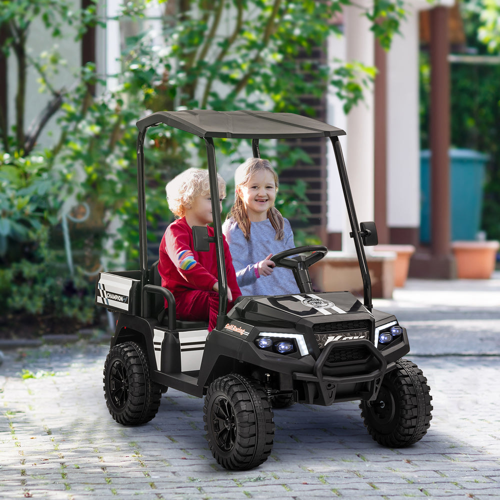 24V Electric Car with Remote Control, 4-Wheel Spring Suspension, Black