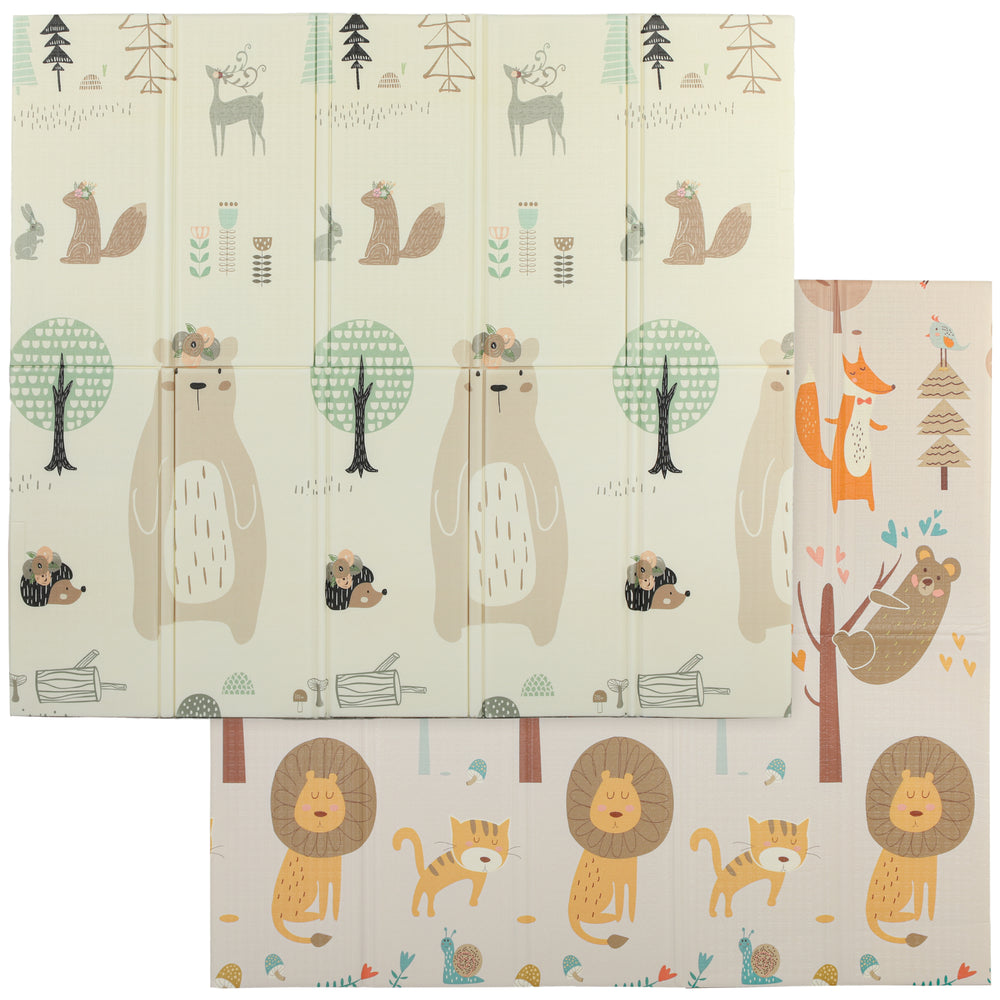 Tapis de jeu réversible et imperméable, pliable, motif animalier
