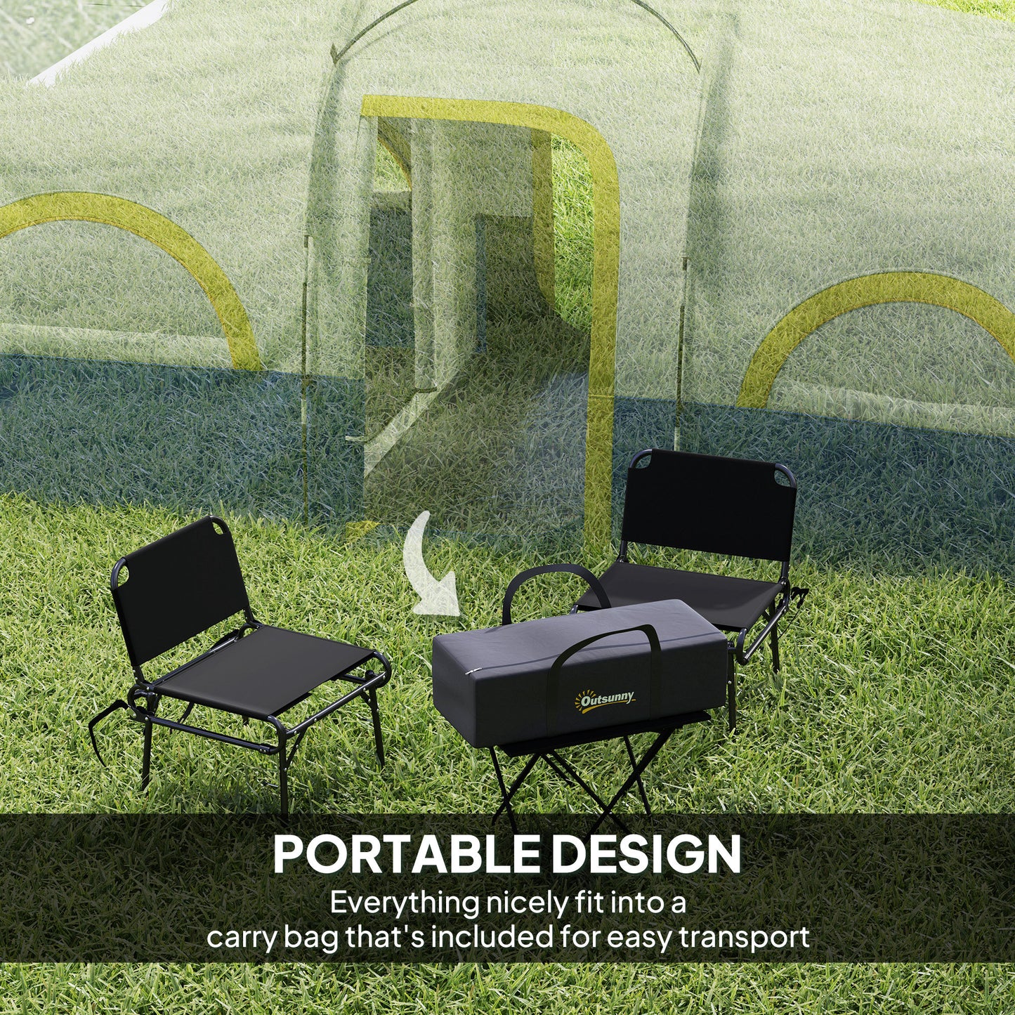 Outsunny 4-6 Person Camping Tent, 3 Room Cabin, 3000mm Waterproof & UPF 30+, with Built-in Groundsheet & Carry Bag, Blue
