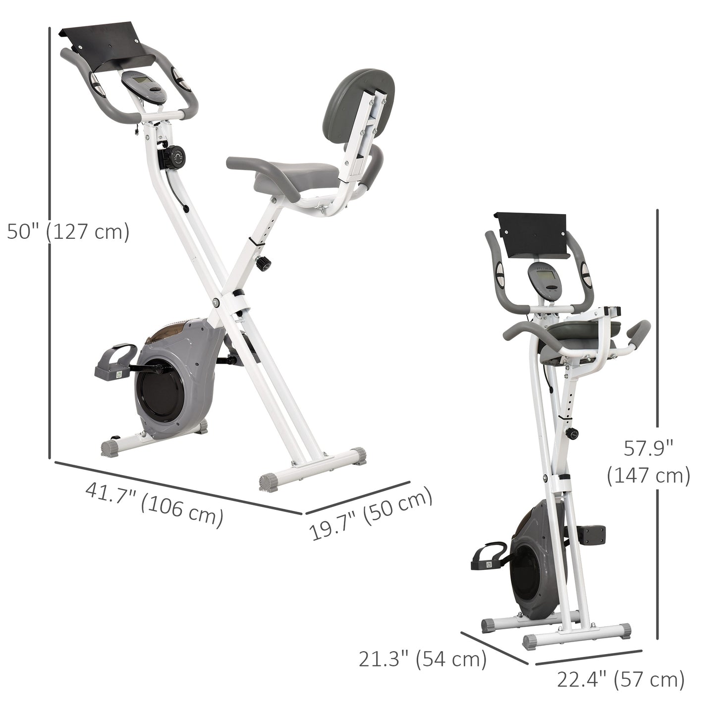 Soozier Folding Bike, Indoor Stationary Bike with 8-Level Magnetic Resistance and LCD Display, for Cardio Workout, Grey