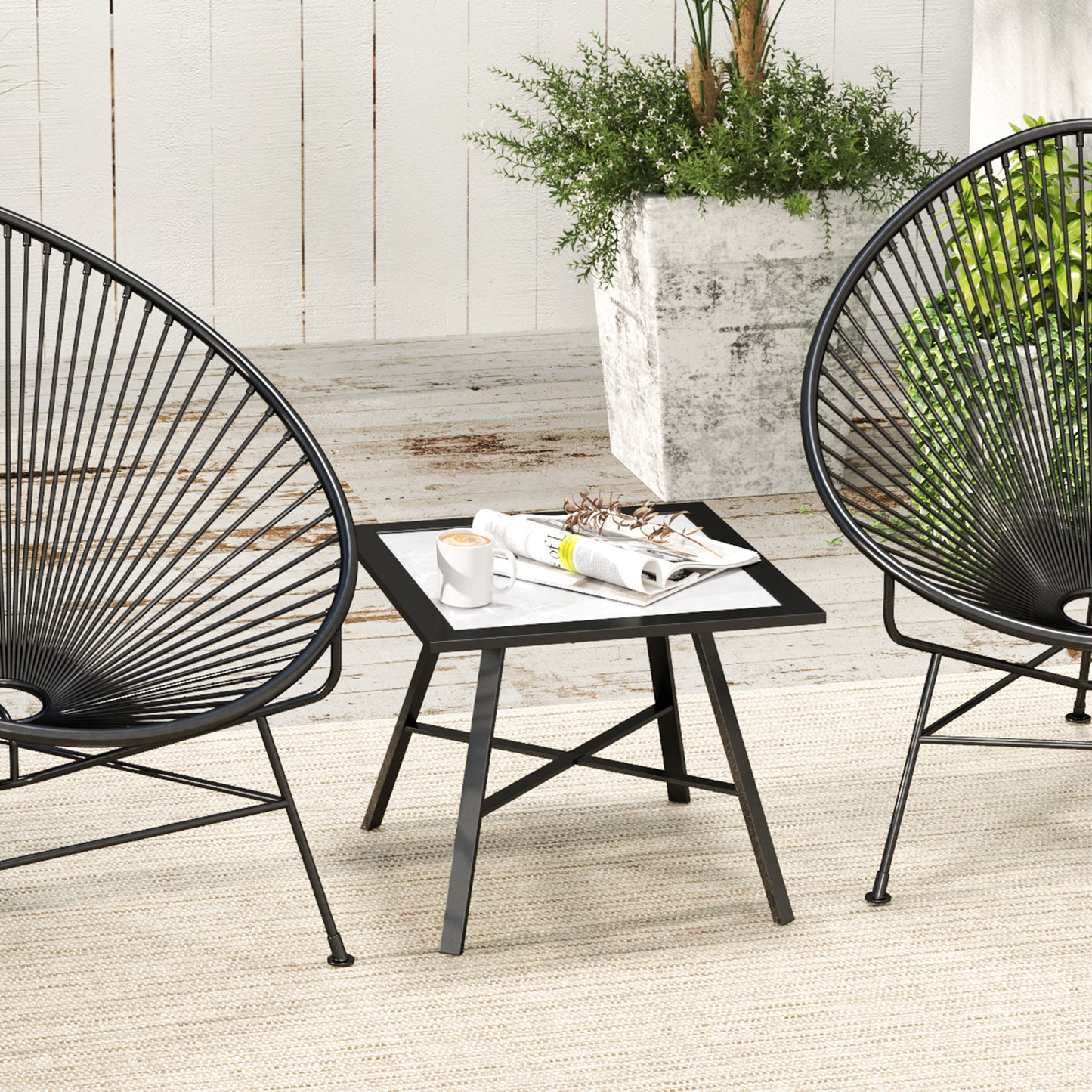Small Patio Side Table with SPC Top for Garden, Patio, Lawn, Grey