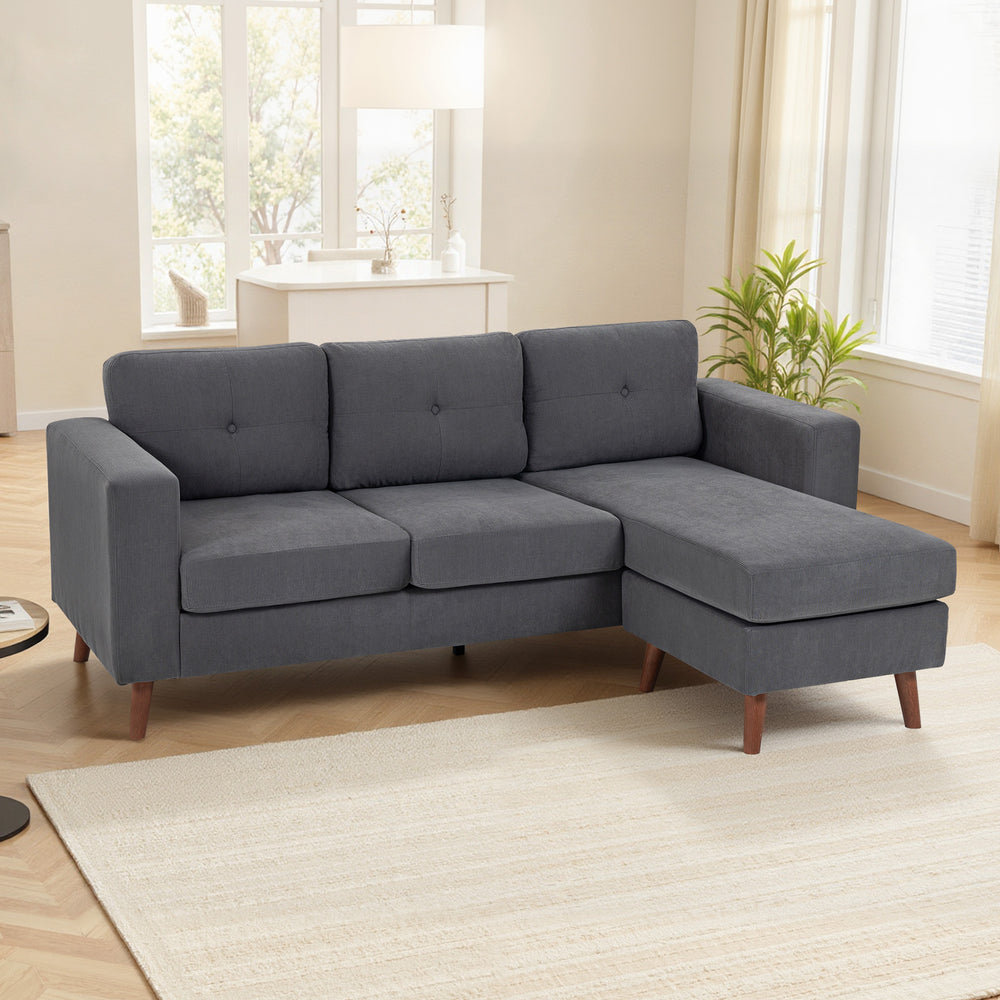 Canapé sectionnel avec méridienne convertible, gris foncé