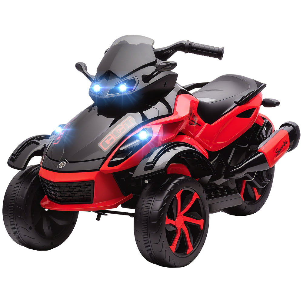 12V mountain bike with suspension wheels, soft start, LED lights, music, red