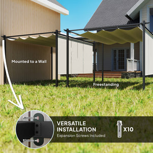 Pergola rétractable 10' x 12' avec store enrouleur, gazebo mural ou autoportant, UPF30+