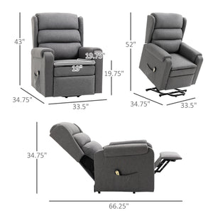 Fauteuil releveur pour personnes âgées avec repose-pieds, gris