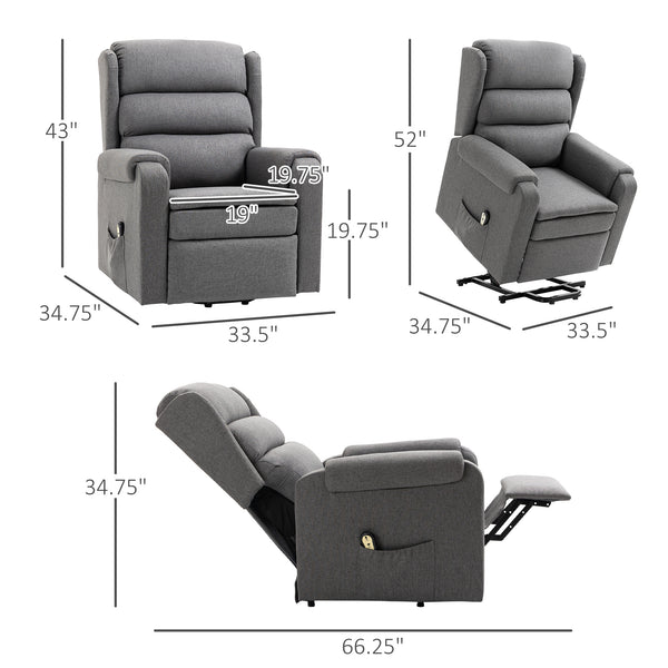 Fauteuil releveur pour personnes âgées avec repose-pieds, gris